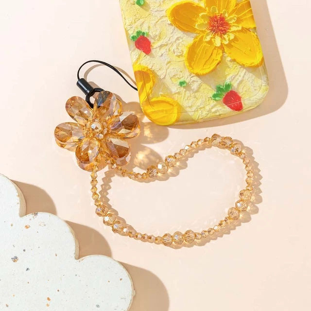 Phone Chain Mobile Phone Strap Crystal Stone Beads Lanyard Cell Phone Lanyard