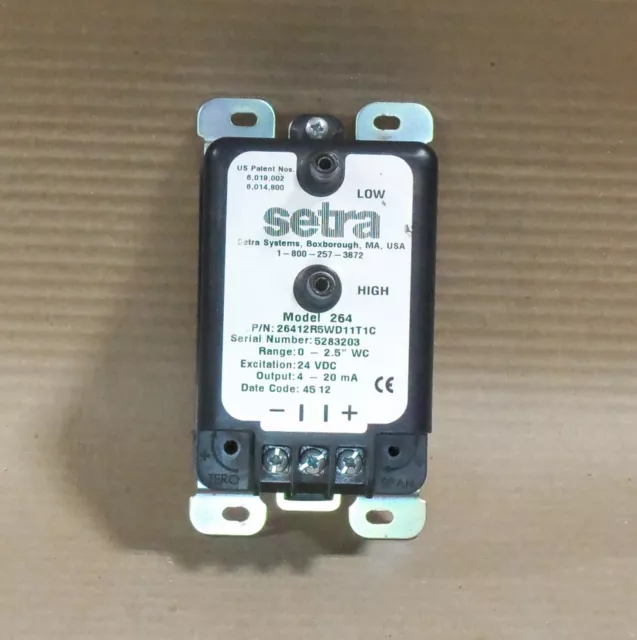 Setra 264 Differential pressure Transducer 26412R5WD11T1C Fire Alarm 24VDC