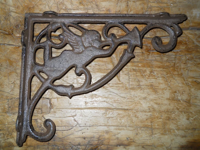 2 Cast Iron Antique Style ANGEL Brackets, Garden Braces Fairy Shelf Bracket