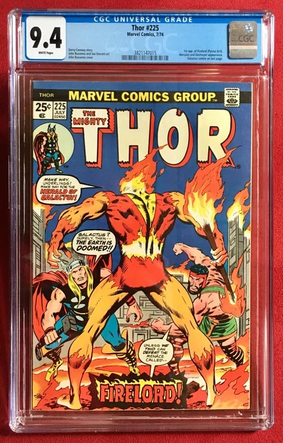 Thor #225 CGC 9.4 NM 1st appearance Firelord Key Buscema Galactus RARE WHITE PGS