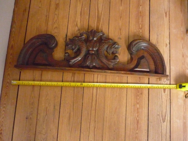 Antique French Wood Carved Oak Gotic Dragon Pediment Architectural 8