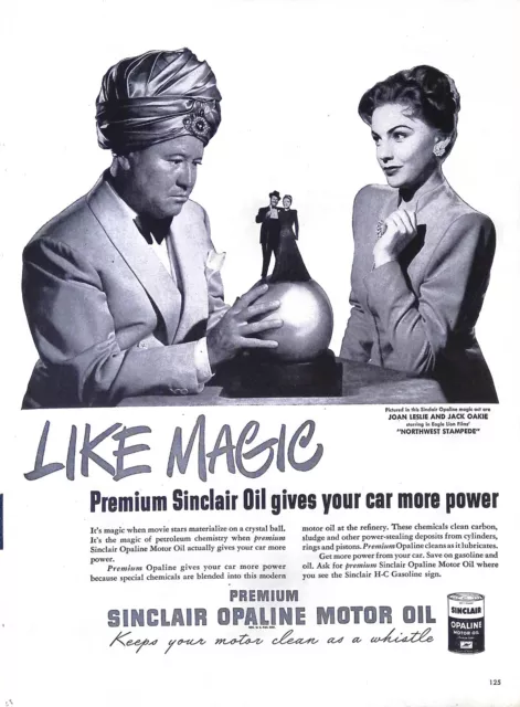 Vintage Print Ad 1947 Sinclair Premium Opaline Motor Oil Jack Oakie Joan Leslie