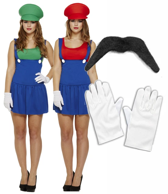 knee length dresses for ladies Super Mario Bros Women's Mario Costume Dress