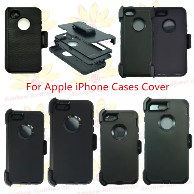 Black for Apple iPhone Case Cover w/ (Belt Clip fits Otterbox Defender series)