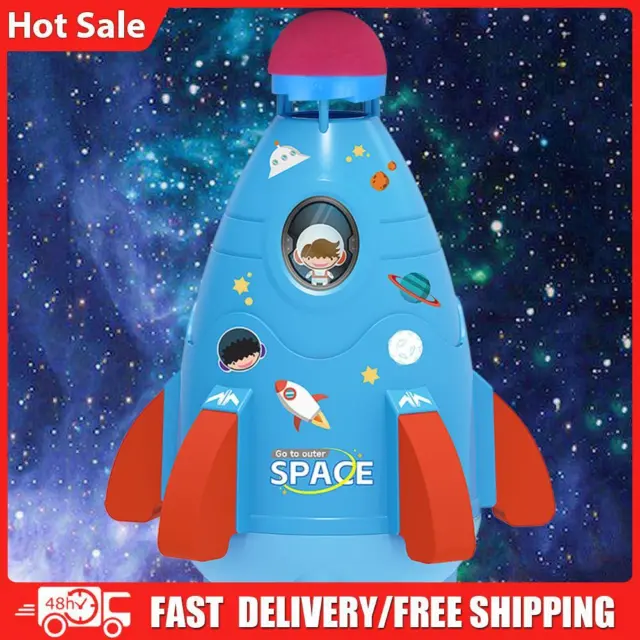 Space Rocket Sprinklers Rotating Water Powered Launcher Summer Fun Toys (Blue)