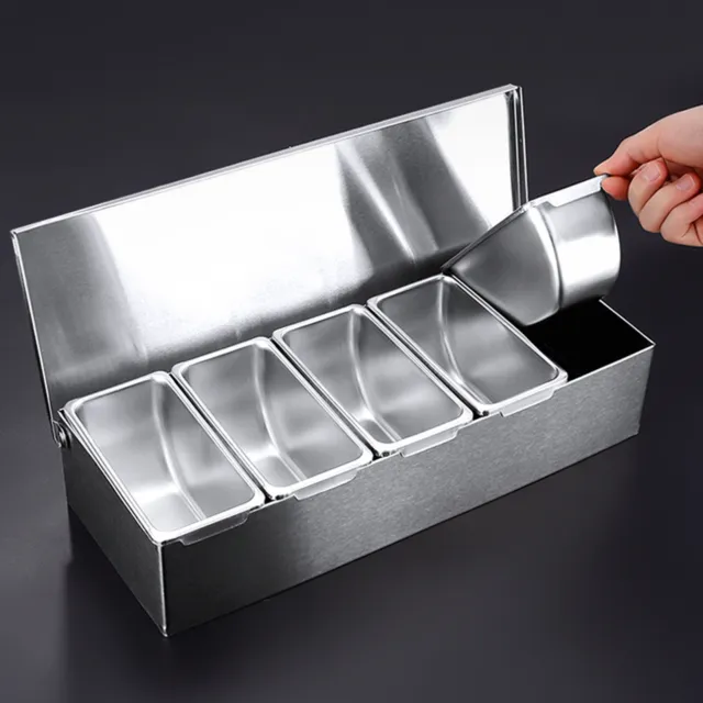 Contenitore per contorni in acciaio inox contenitore per ingredienti scatola per ingredienti bordo di appoggio 5 x contenitori da barba