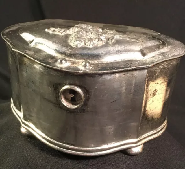 Antique Jewelry Casket Adelphi Quadruple Silver Plate / Original Lining