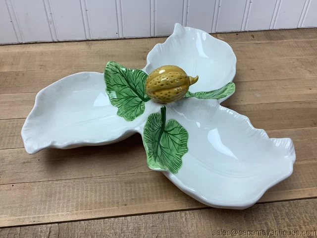 Tiffany & Co Este Ceramic Tidbit Serving Dish Italian Lemon Leaves Hand Painted