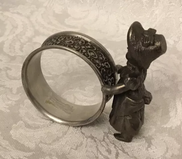 Antique Figural Victorian Napkin Ring Kate Greenway Girl With Bonnet 2