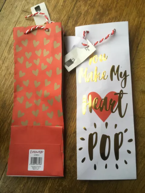 BN 2 valentines gift bags “you make my heart pop” 14x5 inches