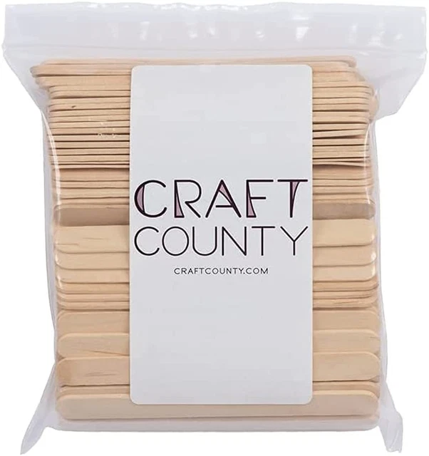 200 Piece  Flat Natural Wood Craft Sticks Popsicle Sticks 4 1/2 Inc