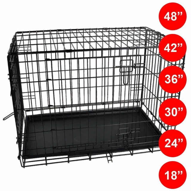 Pet Cage 18-48 Inch Dog Animal Crate Home Folding Door Training Kennel