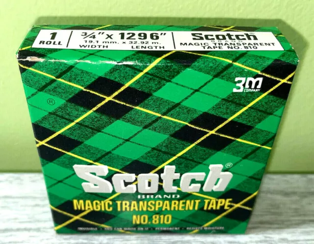 VTG UNUSED SCOTCH 3M Brand Magic Mending Tape No. 810 Green Plaid