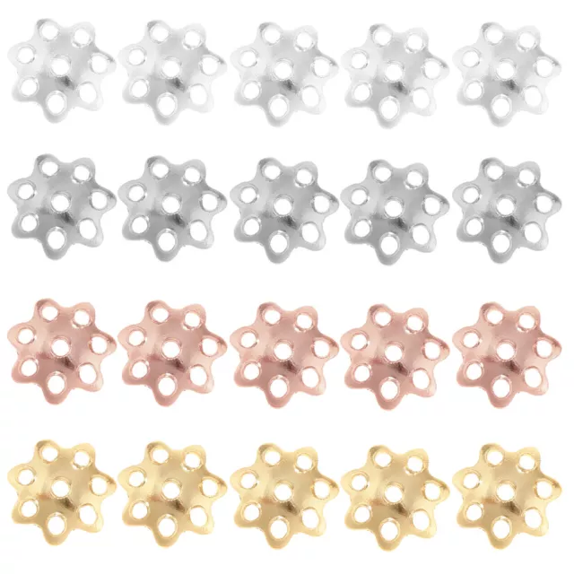 5Pcs 925 Sterling Silver Small Petal Flower Bead End Caps Jewellery Findings