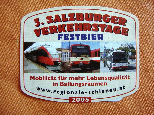 AUSTRIA beer label - Brauerei STIEGL Salzburg with train