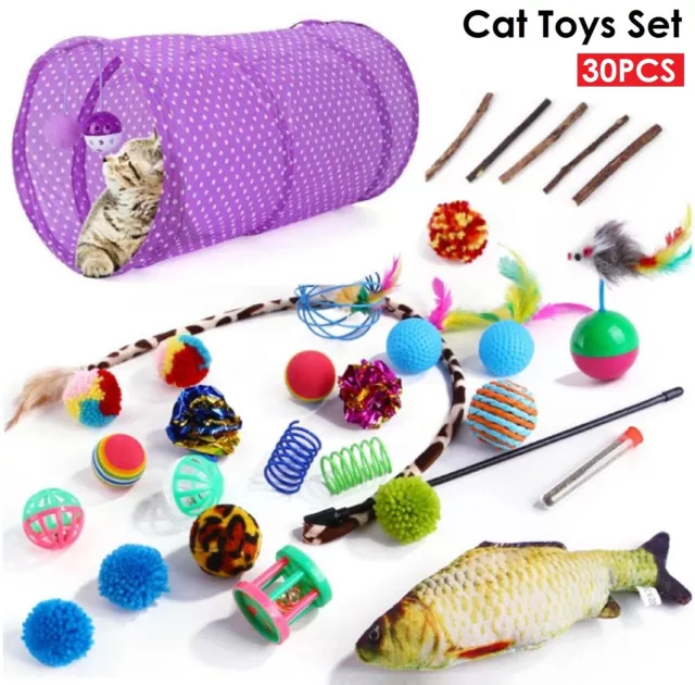 Cat Toys Kitten Toys Rod Fur Mice Bells Balls Catnip 30 Items Lovely Pet Toy