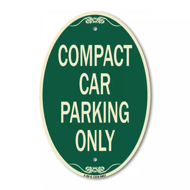 Designer Series Oval - Compact Car Parking Only Green & Tan Heavy-Gauge Aluminum