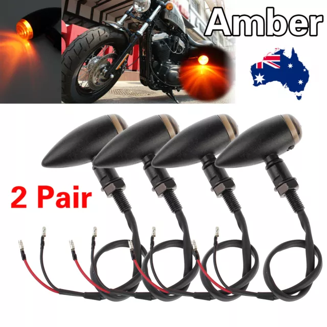 4x Motorcycle Bullet Indicator Turn Signal Lights Lamp For Harley Chopper Bobber