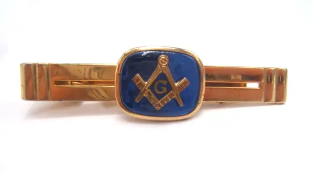 Vintage Anson Masonic Mason Tie Clip Gold Tone