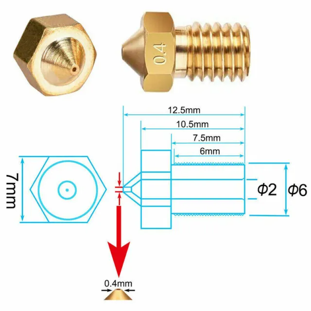 x5 Buse nozzle 0.4mm pour ANYCUBIC 3D Printer 4Max Pro imprimate 3d printer +Clé 3
