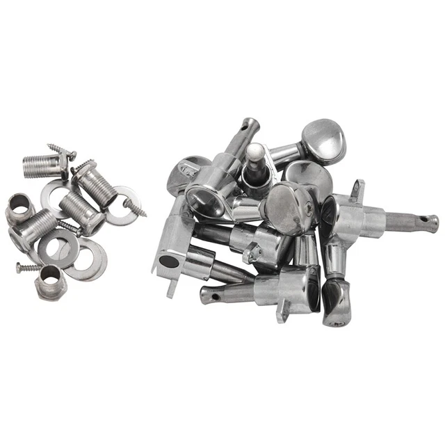 3X3X(Fleur Tuning Pegs / Strings for  / Tele / Acoustic Guitar 6L Silver H3X7)