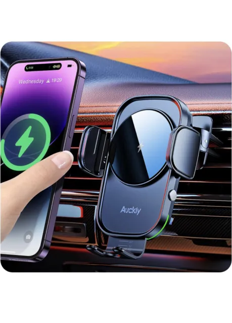 Auckly Qi 15W Car Phone Holder Wireless Charger, 270° Automatic Clamping (H22)