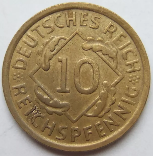 Münze Weimarer Republik 10 Reichspfennig 1932 G in Sehr schön / Vorzüglich