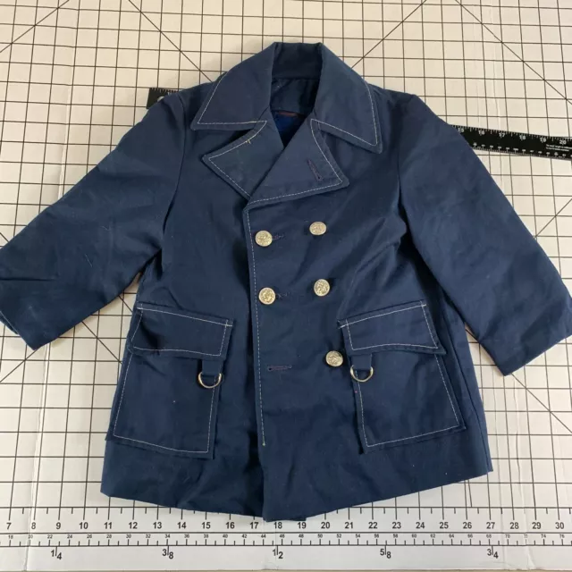 Vintage 60s 70s Kids Youth Childs Double Breasted Coat Jacket Mod Atomic Retro 3