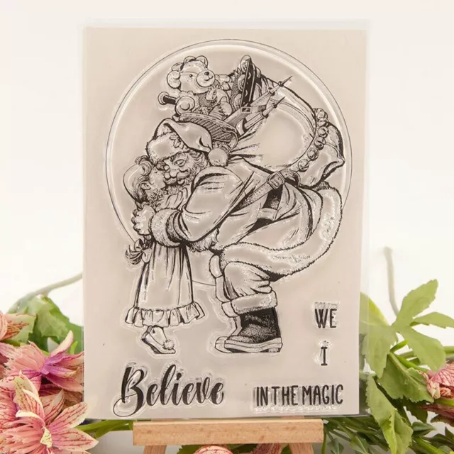 Christmas Santa Claus Hug Girl Clear Rubber Stamp Scrapbook Decor Card Making