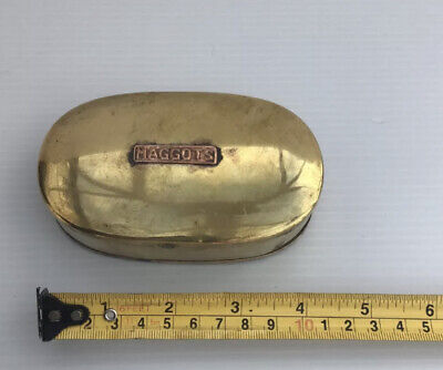 Vintage Poachers Fishing Pocket Brass Maggot Tin With Copper Plate