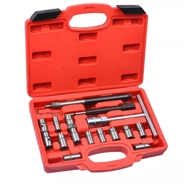 17pcs Professional Diesel Injector Seat Cutter Cleaner Tool Set Carbon Remover