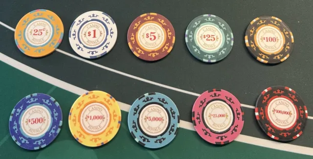 10 jetons poker Casino Royale neufs - James Bond chips