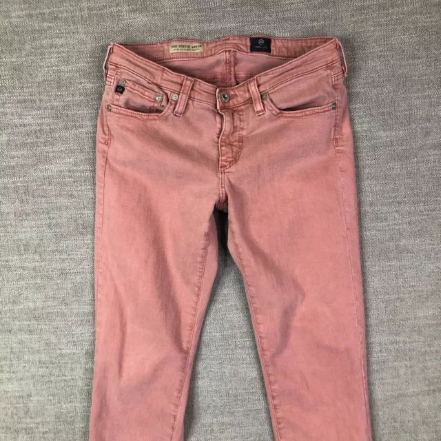 AG Adriano Goldschmied Jeans Womens 27 Pink Stevie Ankle Slim Straight USA Made