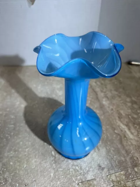 NORLEANS Vintage (1960s) Mid-Century Modern Italian Blue Cased Glass Vase