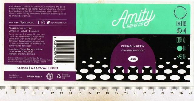 UK Bieretikett - Amity Brewery - Yorkshire - Cinnabun Bessie