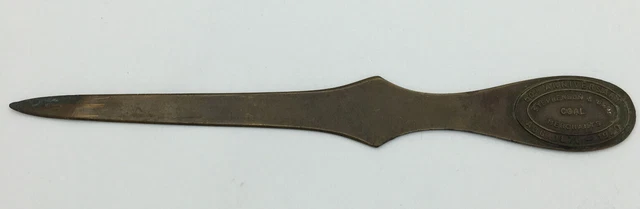 Brass 1920 Stephenson & Bro Coal Merchants Letter Opener Mining 50th Anniversary 2