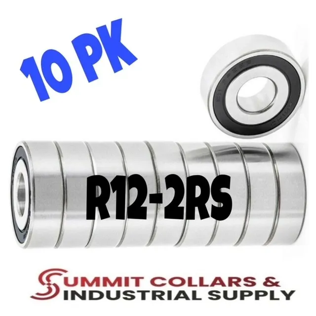 R12-2RS C3 EMQ Premium Sealed Ball Bearing, 3/4"x1-5/8"x7/16", R12rs (10 QTY)