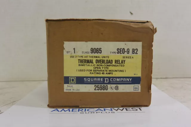 NIB Square D 9065 SEO-9 B2 Series A Thermal Overload Relay