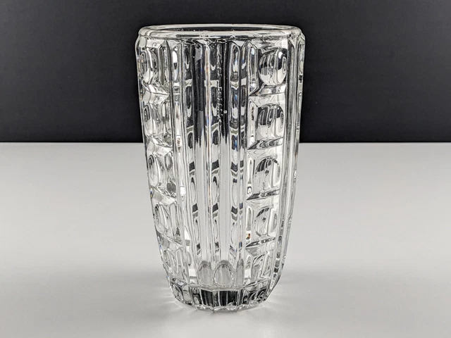2x Czech Blue / Clear Art Glass Lens Vases, Libochovice, 1970's, Sklo Union