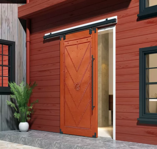 DIYHD Box Rail Hardware Heavy Duty Steel Wall Mount Sliding Barn Door Track Kit