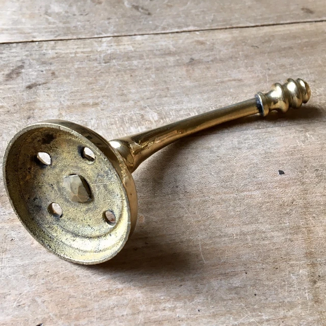 X1 SINGLE Antique Brass Coat Hook Victorian Original Reclaimed Old Vintage 12