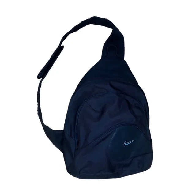 Nike Sling Bag BackPack Single Strap Swoosh Rucksack Crossbody Black Y2K VTG