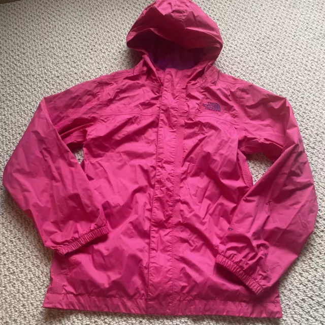 The North Face Girls Pink Hooded HyVent Rain Windbreaker Jacket Large 14/16