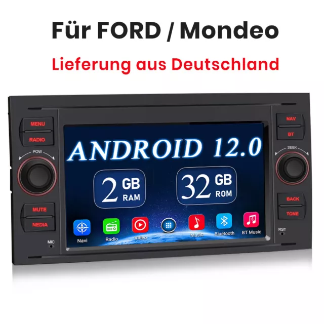 Für Ford Focus MK2 Transit MK7 C-Max Autoradio SWC 32g Android 12 DAB GPS RDS BT