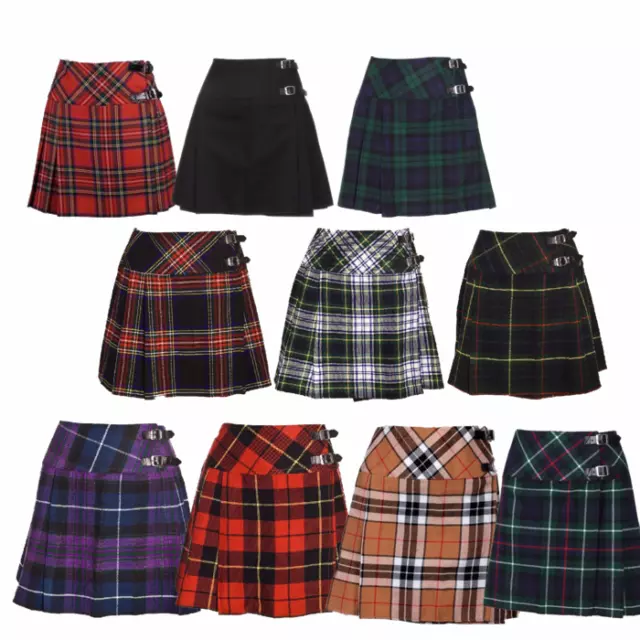 New Ladies Scottish Mini Billie Kilt Mod Skirt Range of Tartans Sizes 6-18 BNWT