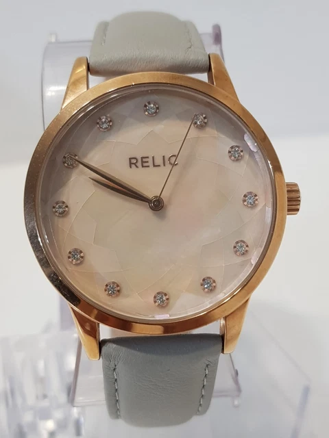 Relic Womens Leather Strap Watch-Zr12206 New Battery Good Working Condition