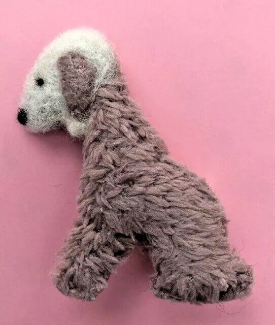 Liver Bedlington Terrier Dog  Part Needle Felted  New Pin Brooch