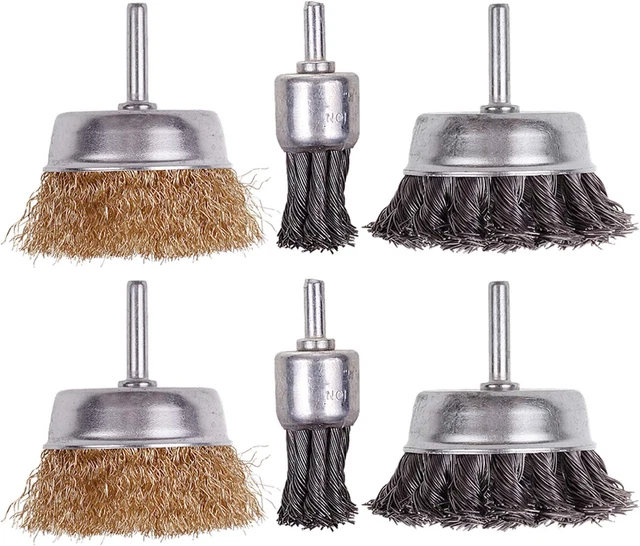 6 Pack Wire Wheels Brush, Rocaris 3 Inch Knotted and Plated Crimped and 1-Inch