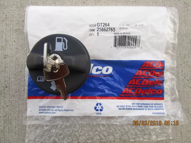 Gm 25862765 Acdelco Gt264 Gt-264 Fuel Gas Tank Filler Cap Locking Key Oem New