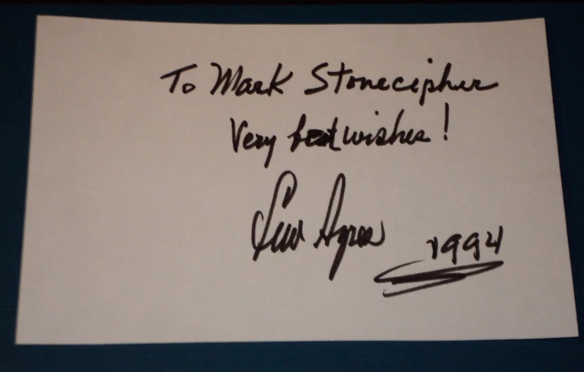 LEW AYRES / LEGENDARY MOVIE ACTOR /  6 x 4"  AUTOGRAPHED CARD